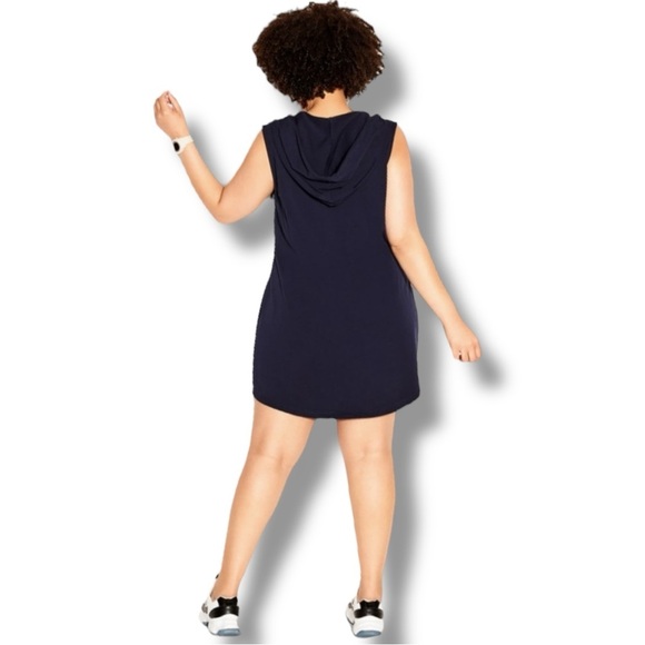 CITY CHIC CCX Relax Me Stretch Cotton Hoodie Dress - Women’s Plus 16W Navy - Picture 2 of 14